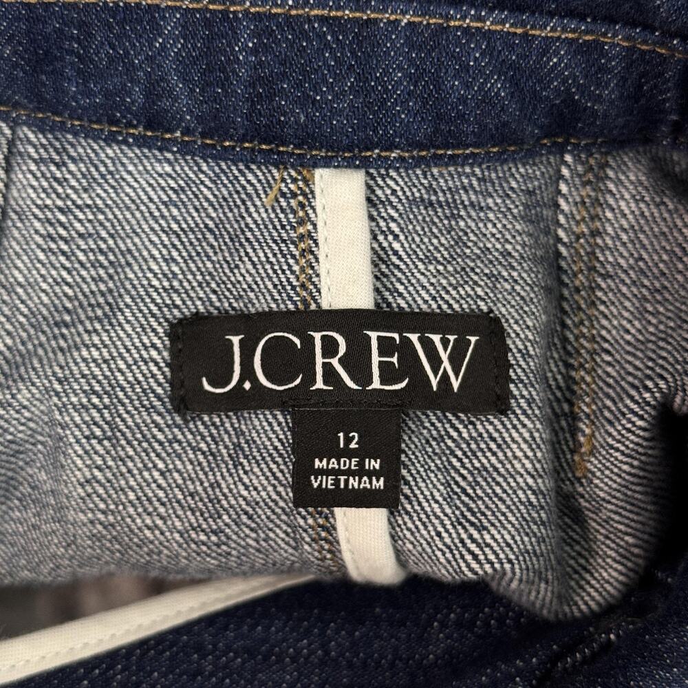 J Crew Denim Blazer Jacket Womens 12 Jean Short Gold Button Utility Preppy Chic - Picture 6 of 10